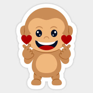 cute monkey giving love cartoon Sticker